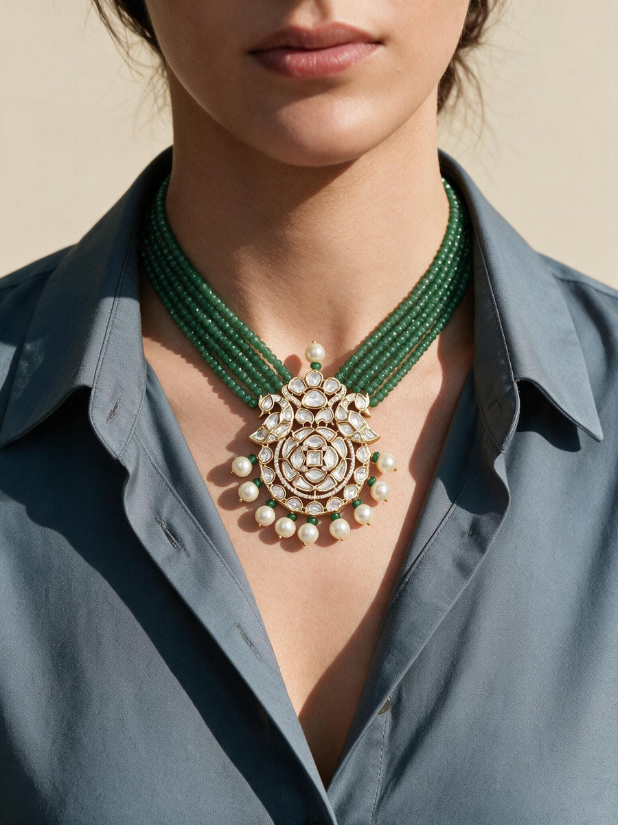 Polki Charm Beaded Set
