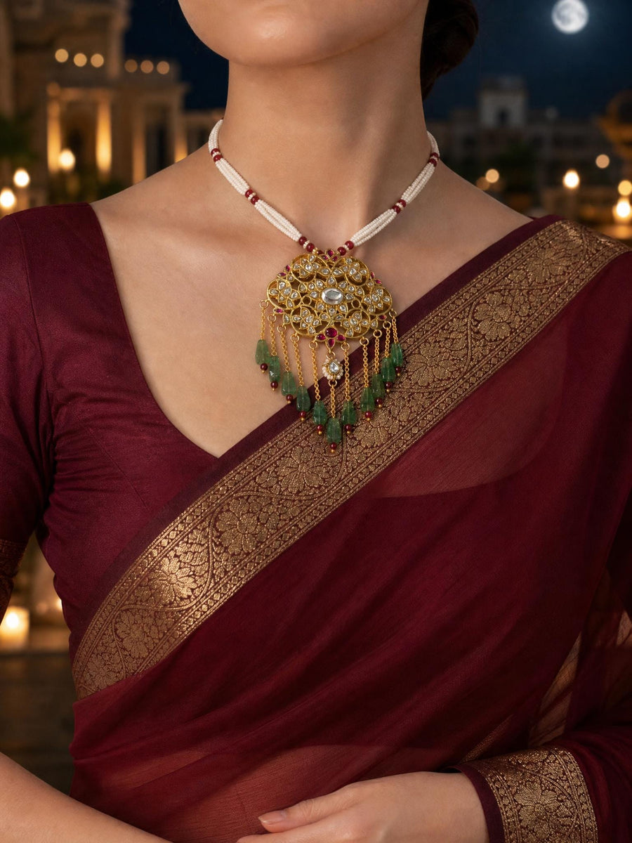 Mughal-Inspired Polki Long Necklace Set