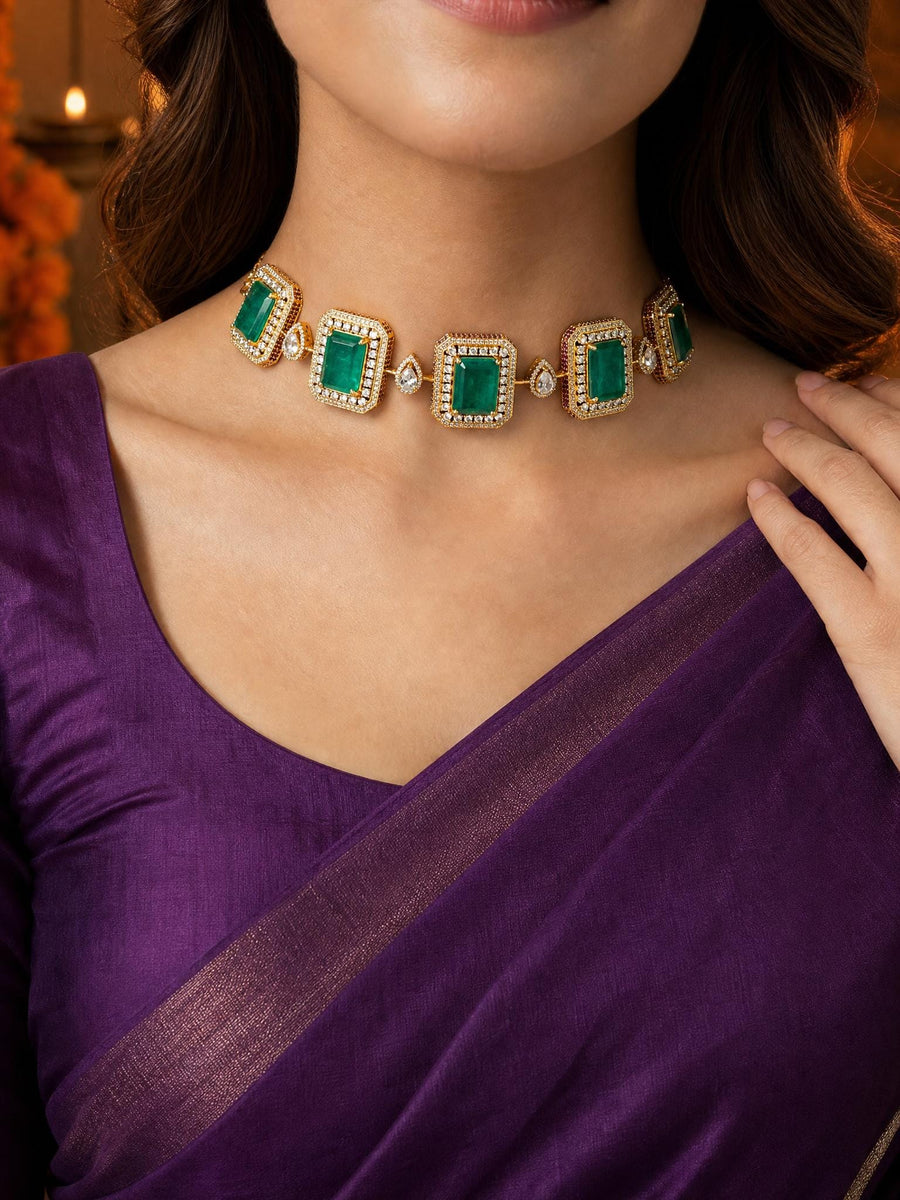 Regal Chessboard Choker Necklace Set