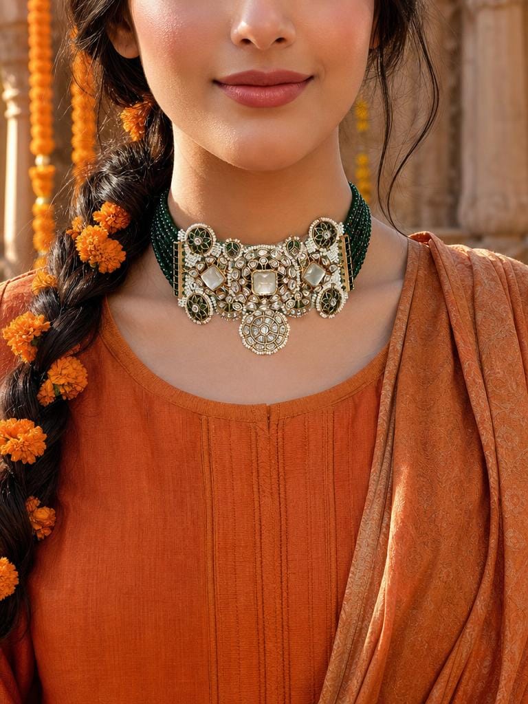 Meher Emerald Choker Set