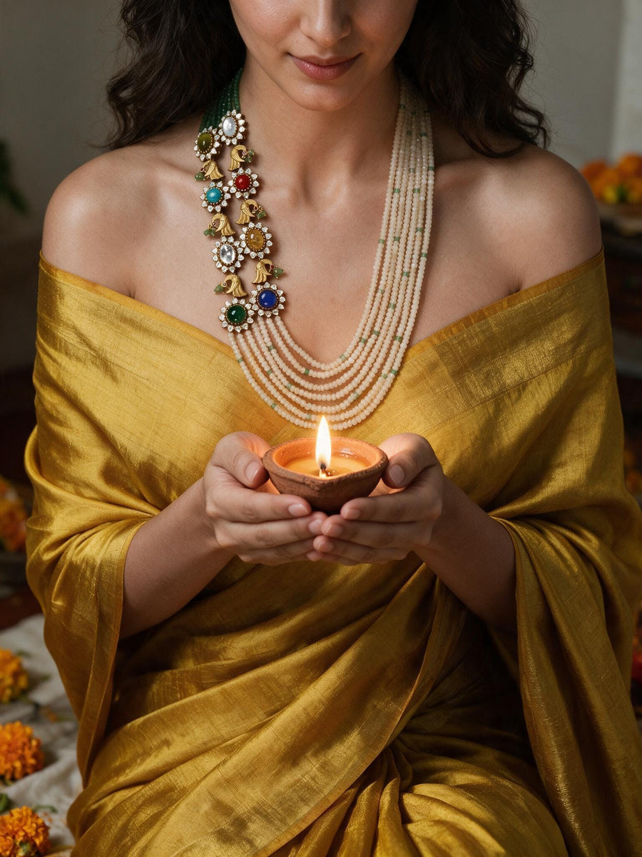 Navratna Layered Necklace Set
