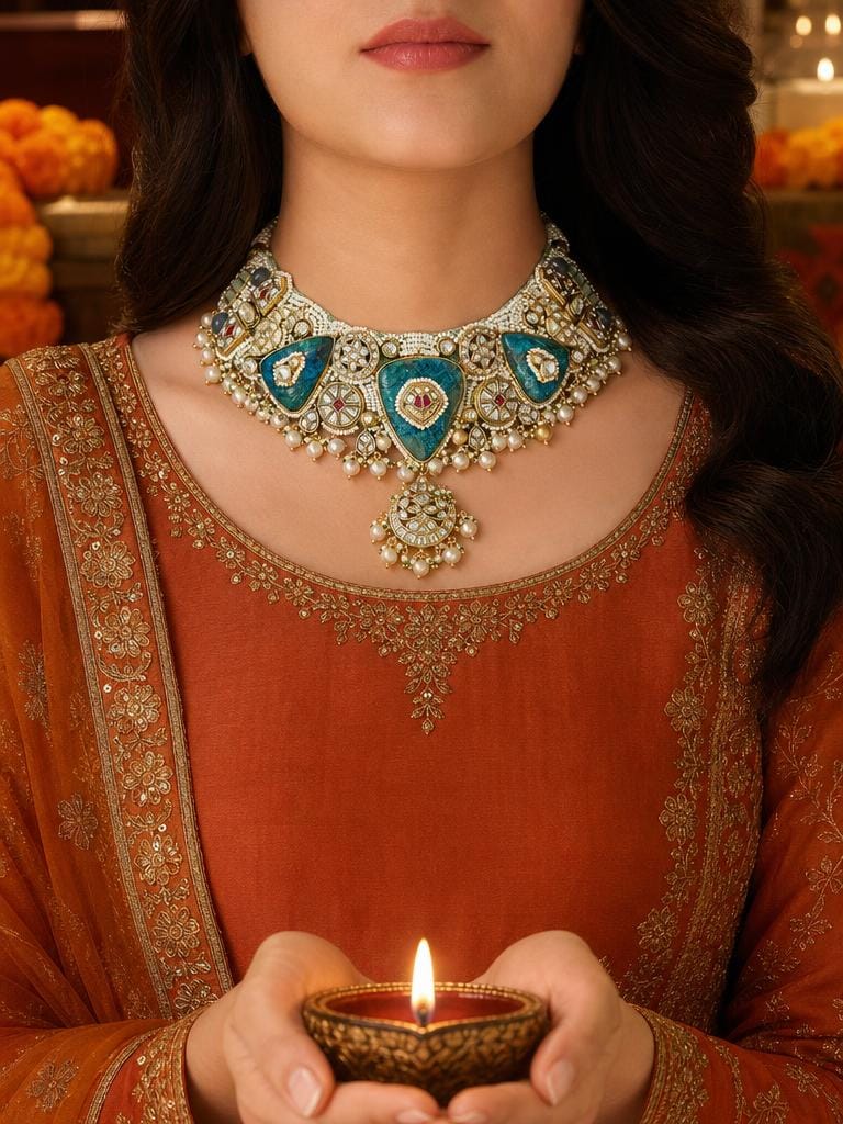 Neelaya Heritage Enamel Necklace Set