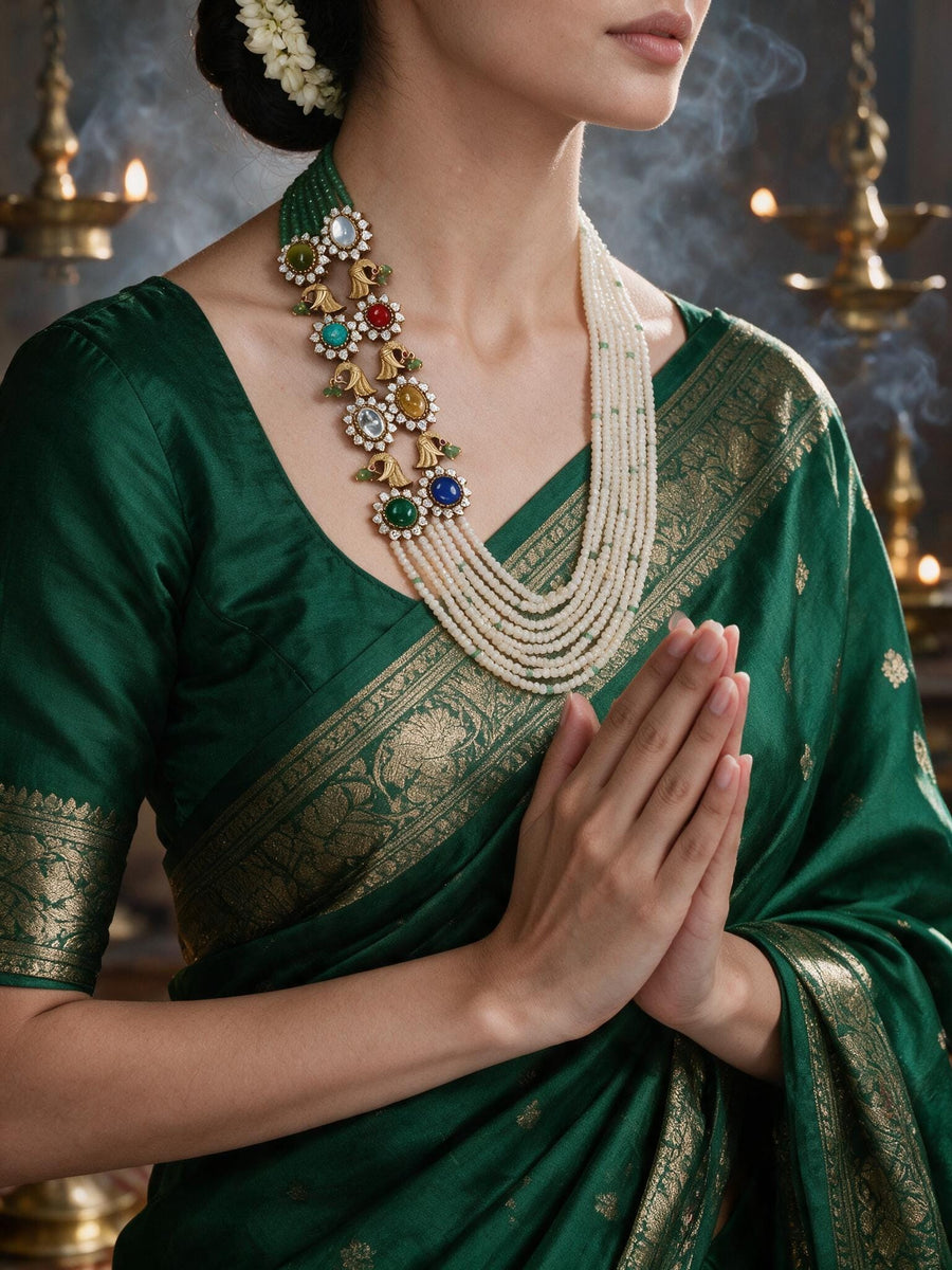 Navratna Layered Necklace Set