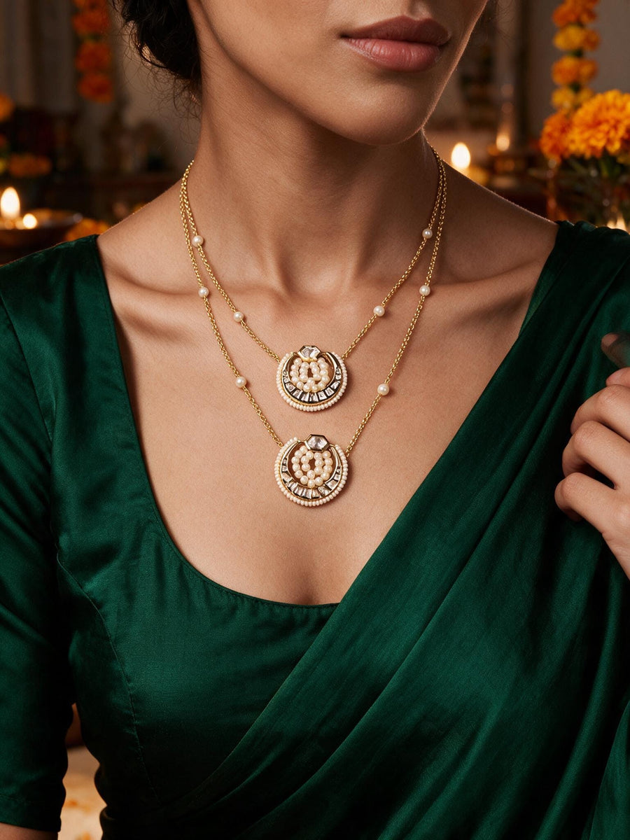 Classic Pearl & Kundan Dainty Necklace