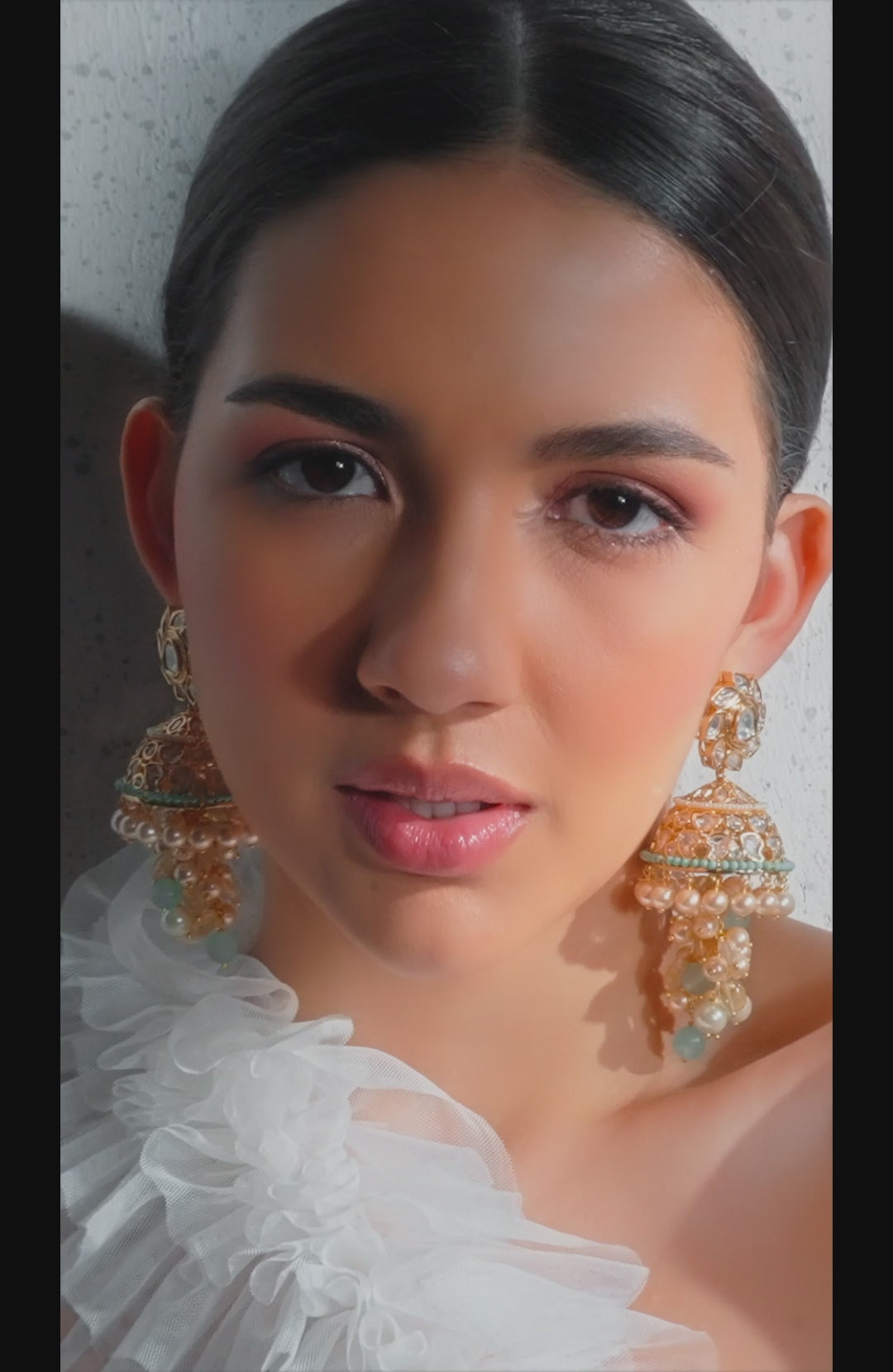 Load and play video in Gallery viewer, Platec Pearl Drops Jhumka Earrings
