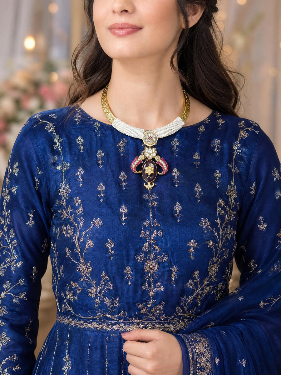 Regal Gold-Collar Amethyst Necklace