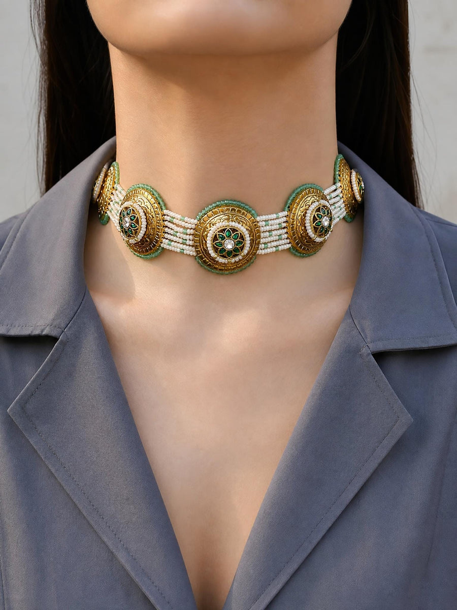 Emerald Bloom choker Necklace