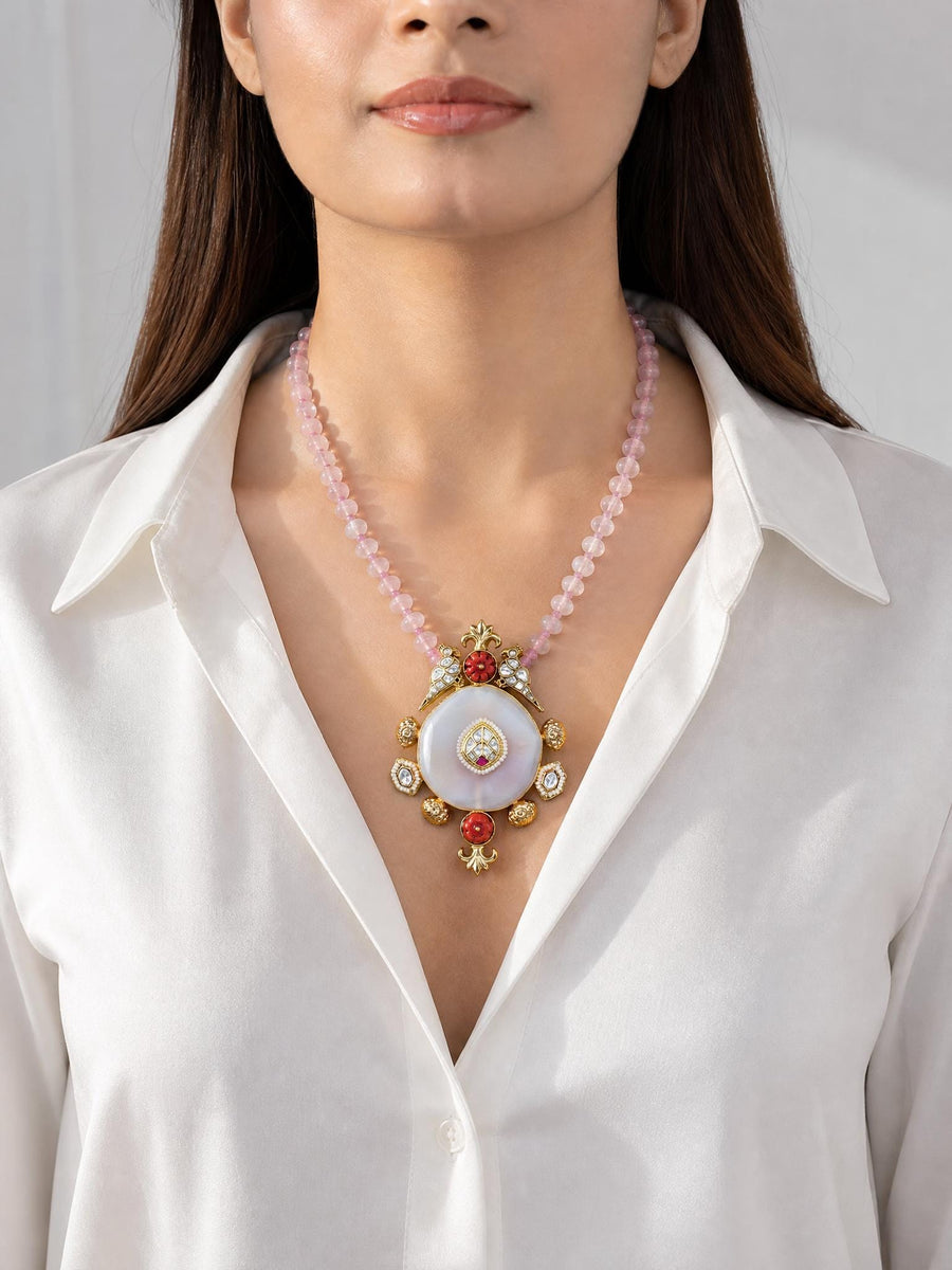 Blush Rose Medallion Necklace