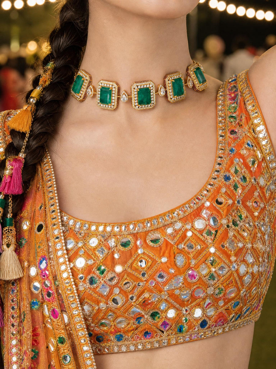 Regal Chessboard Choker Necklace Set