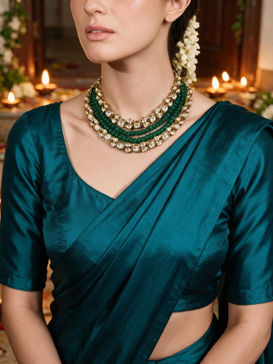 Regal Aura Green Polki Necklace