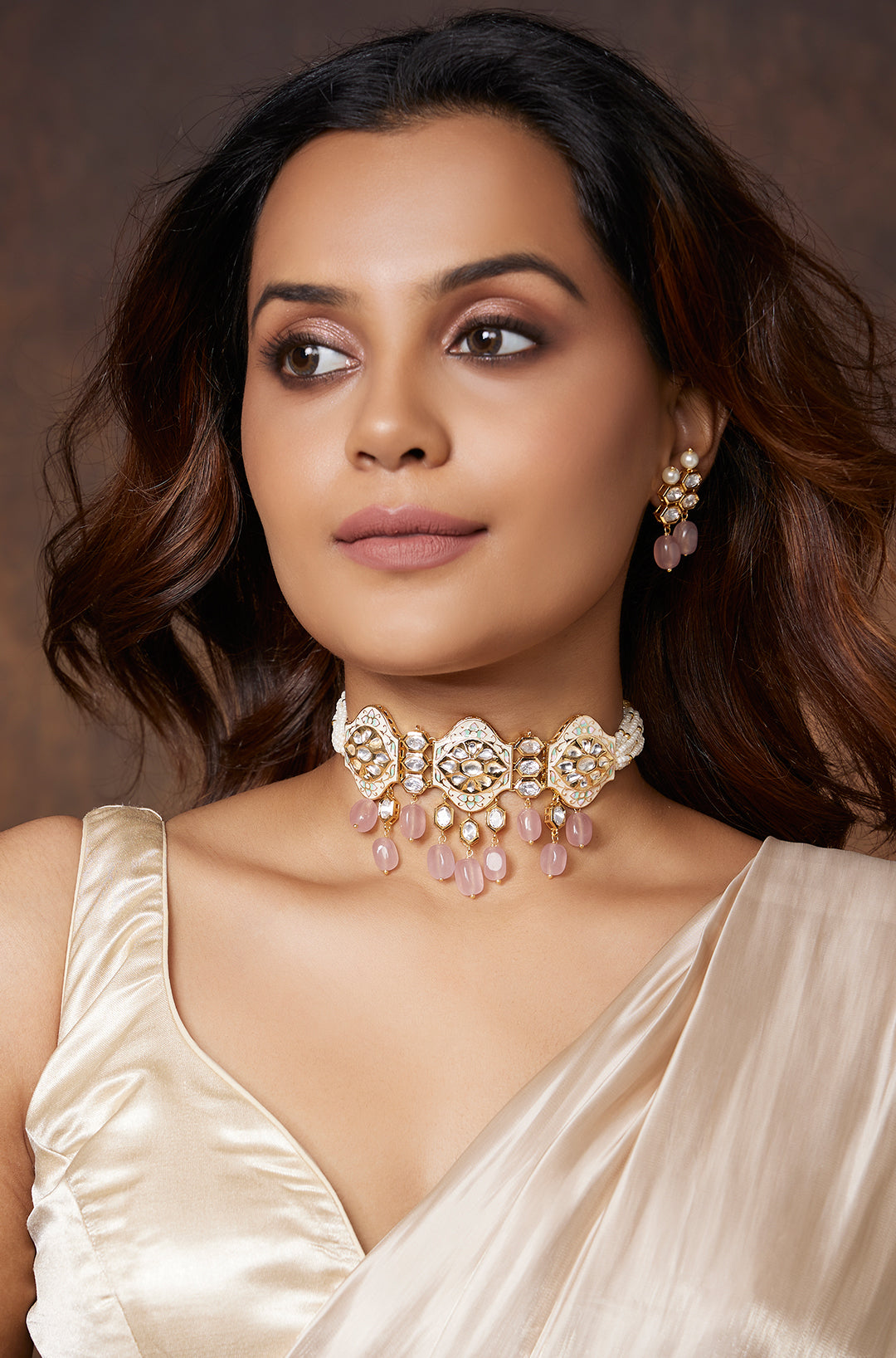 Load image into Gallery viewer, Kundan Polki Pearly Antique Choker Set - Joules by Radhika
