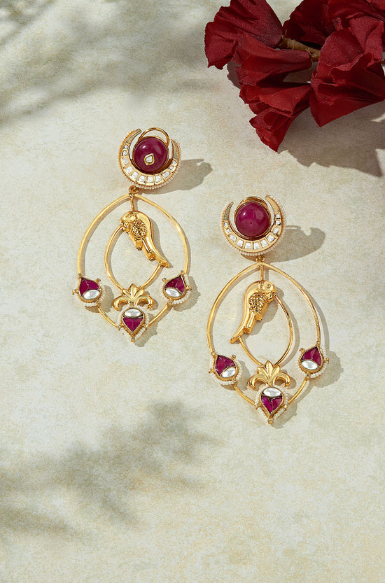 Red & Golden Antique Drop Earring